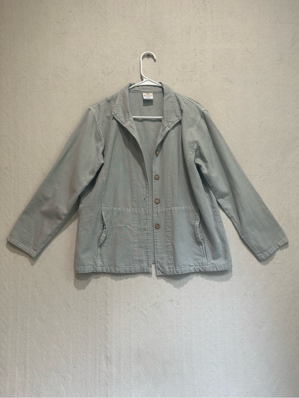 Sea Breeze California Button Lightweight Barn Chore Coat Jacket Sz S Gray-Blue